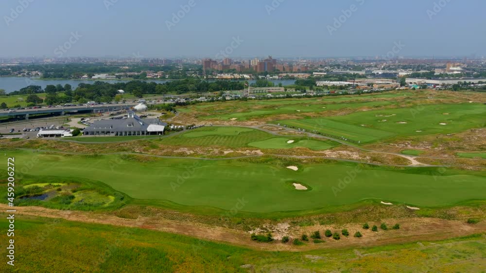 This is an aerial view of the Trump Links Golf course at Ferry Point in the Bronx, NY. This is an aerial view of the Trump Links Golf course at Ferry Point in the Bronx, NY.