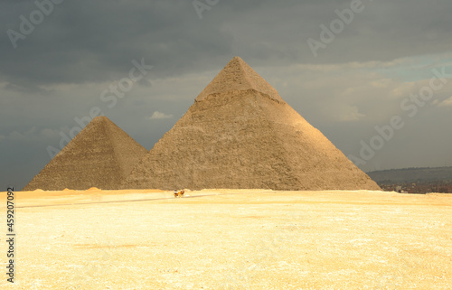  The Great Pyramid of Khufu  Cheops  in Giza  Egypt. Landscape in Egypt. A pyramid in the desert. Africa. The Wonders of the World 