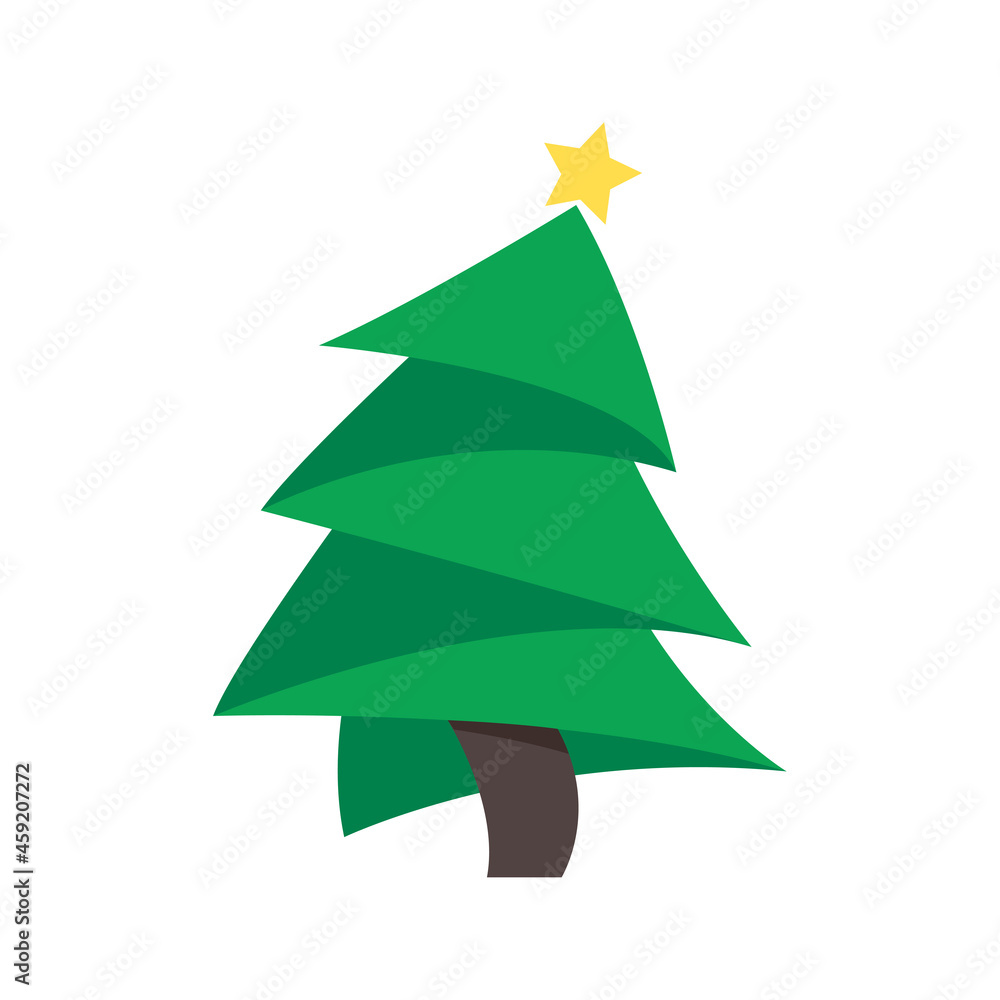 Christmas tree. Green pine tree decorated with stars for Christmas decorations. Christmas tree. Green pine tree decorated with stars for Christmas decorations.