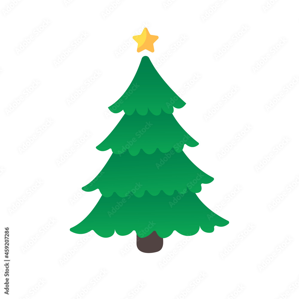 Christmas tree. Green pine tree decorated with stars for Christmas decorations. Christmas tree. Green pine tree decorated with stars for Christmas decorations.