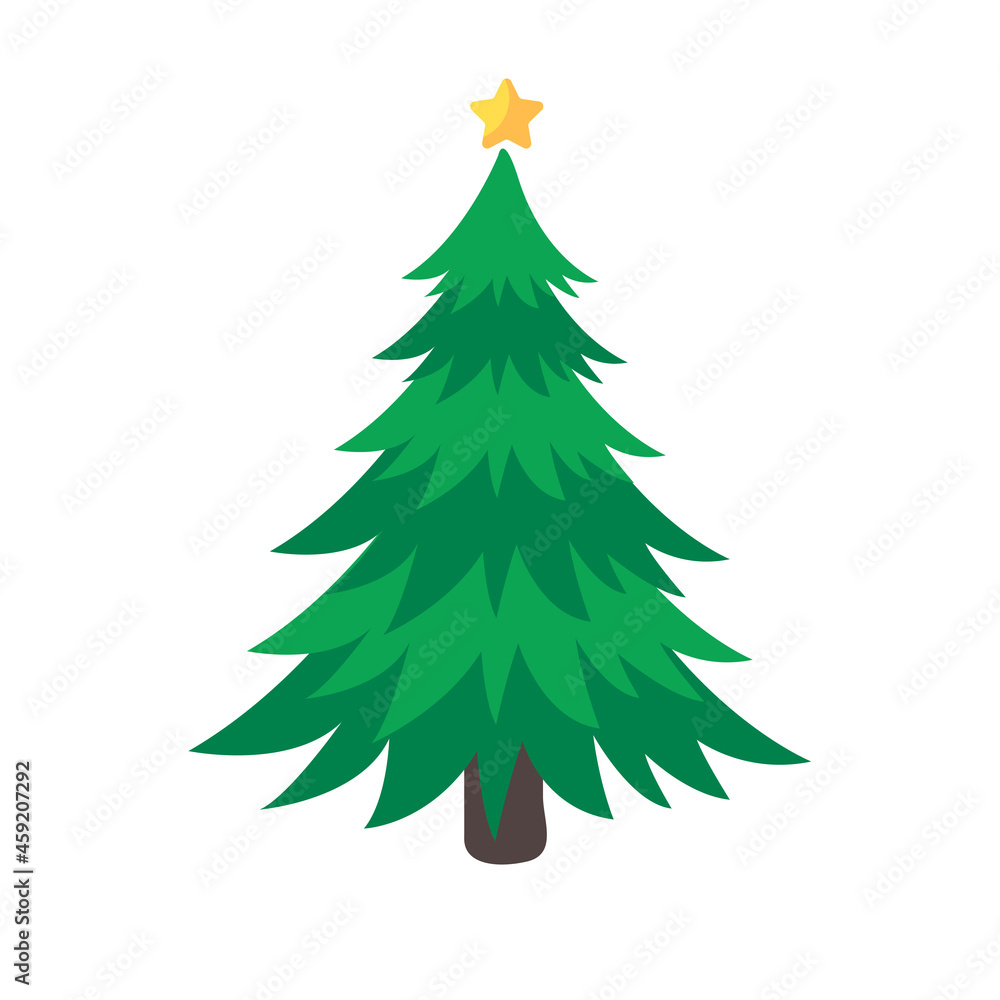 Christmas tree. Green pine tree decorated with stars for Christmas decorations. Christmas tree. Green pine tree decorated with stars for Christmas decorations.