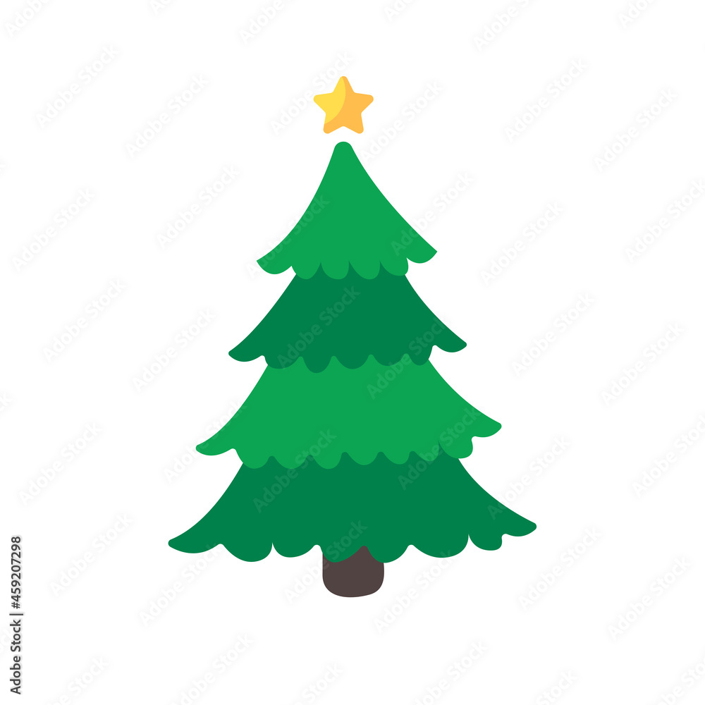 Christmas tree. Green pine tree decorated with stars for Christmas decorations. Christmas tree. Green pine tree decorated with stars for Christmas decorations.