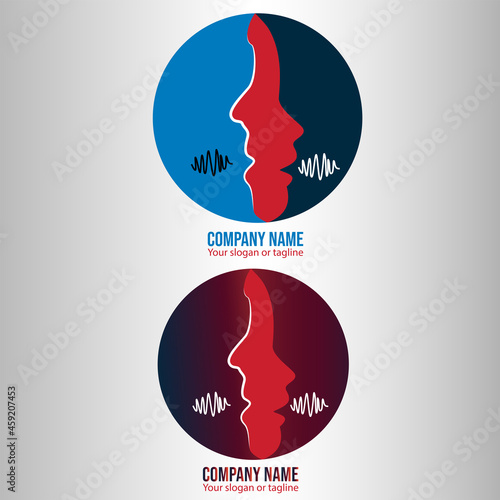 vector logo, auditory association, volume tone in the form of two voices people