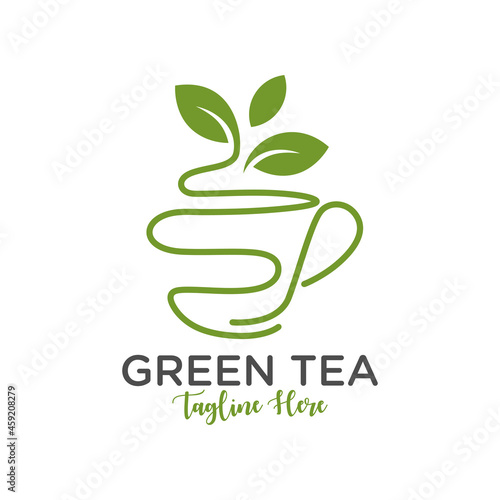 green tea drink inspiration illustration logo design