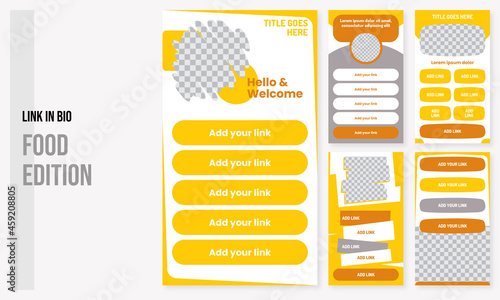 Set of editable banner social media instagram link in bio food, bio link design vector template ai & eps 10