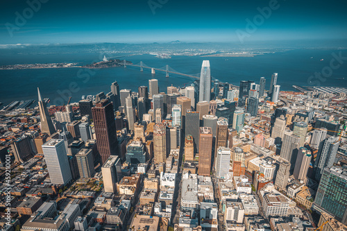 San Francisco Cityscape Aerial View skyline downtown from above
