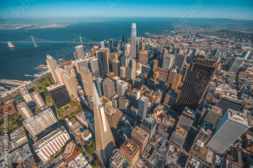San Francisco Cityscape Aerial View skyline downtown from above