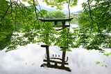 湯布院 金鱗湖 天祖神社の鳥居
