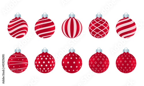 red christmas ball vector with white pattern for christmas celebration