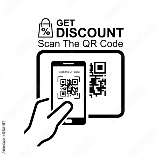 Scan the QR code for discount icon isolated on white background vector illustration.