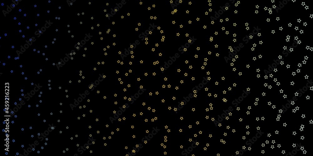 Dark Blue, Yellow vector background with colorful stars.