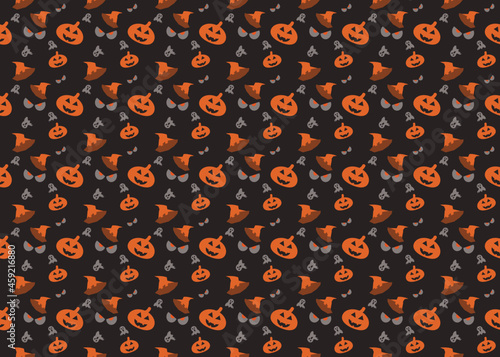 Halloween vector seamless pattern on dark background ep23