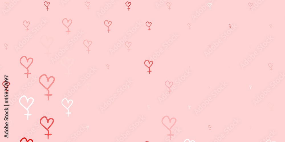 Light Red vector backdrop with women power symbols.