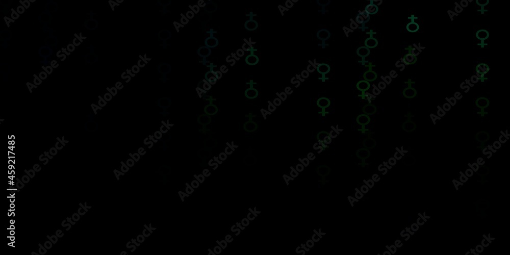 Dark Green vector texture with women's rights symbols. Dark Green vector texture with women's rights symbols.