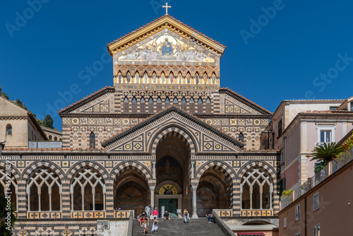 Central faade of the Cathedral of St. Andrew, overlooking the Piazza Duomo in the heart of Amalfi.