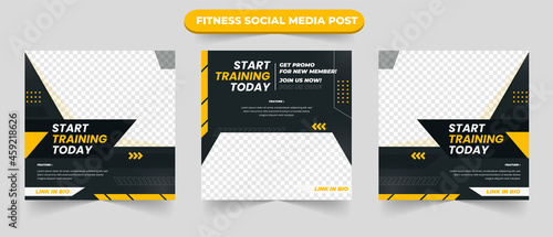 Gym training and fitness square banner template promotional banner for social media post web banner and flyer