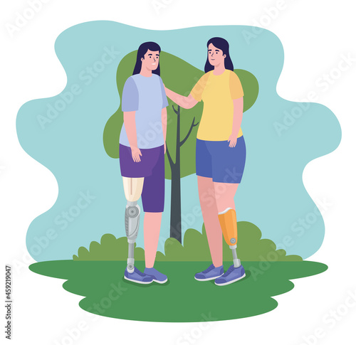 two girls using prosthetics