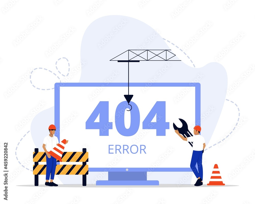 Vector Illustration, Website under construction Concept, Showing 404 internet connection problem message, Suitable for landing page, UI, web, App intro card, editorial, flyer, and banner Vector Illustration, Website under construction Concept, Showing 404 internet connection problem message, Suitable for landing page, UI, web, App intro card, editorial, flyer, and banner