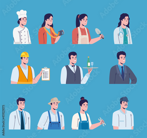 eleven professions workers characters
