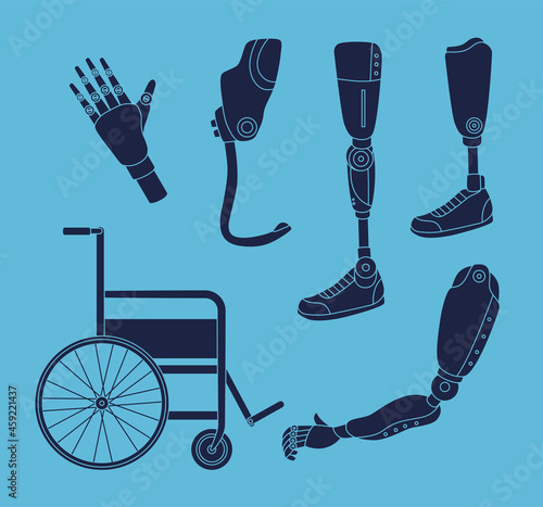 five prothetics implants silhouettes