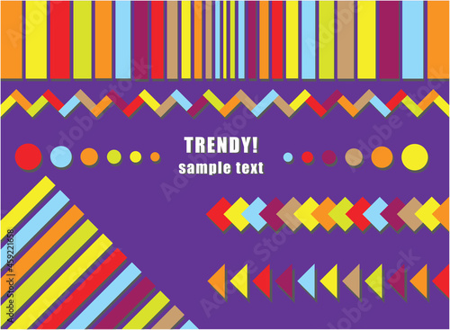 Trendy vector flat design background. Abstract illustration with colorful rainbow symmetrical shapes and pace for your text.