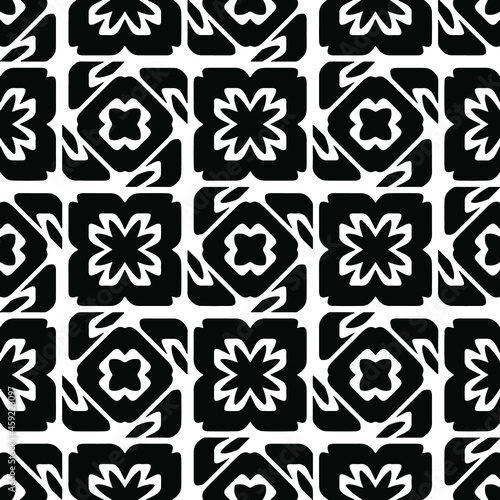  floral pattern background.Repeating geometric pattern from striped elements. Black pattern.  © t2k4