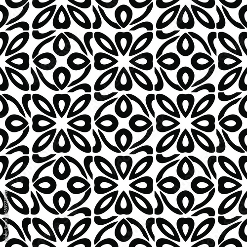 floral seamless pattern background.Geometric ornament for wallpapers and backgrounds. Black and white pattern. 