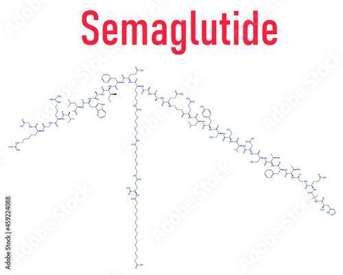 Semaglutide diabetes drug molecule (incretin agonist). Skeletal formula.