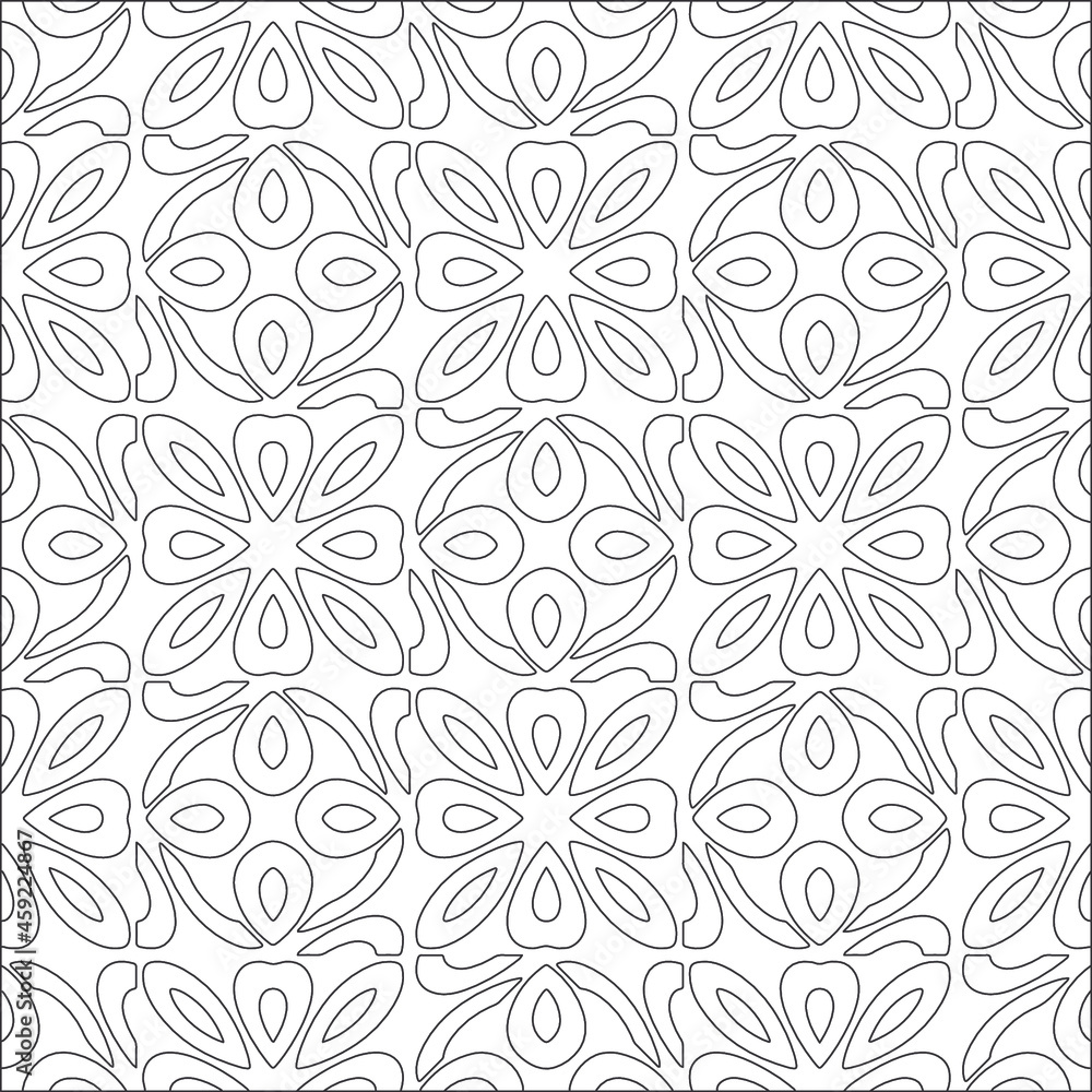 floral pattern background.Repeating geometric pattern from striped elements.  Black pattern. 