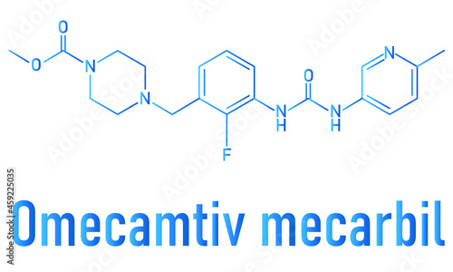 Omecamtiv mecarbil heart failure drug molecule. Skeletal formula.