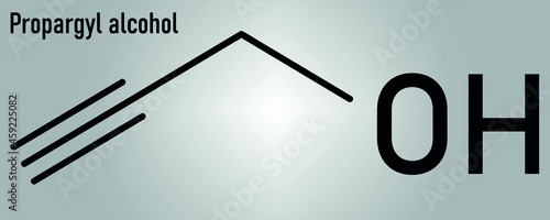 Propargyl alcohol molecule. Skeletal formula. photo