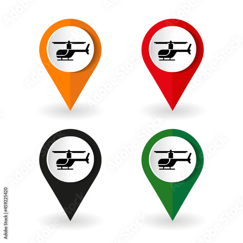 Map marker with helicopter icon, vector illustration. Flat design style Free Download Map marker with helicopter icon, vector illustration. Flat design style - GFXLoad