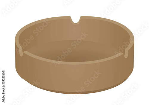 Empty brown ashtray. vector illustration