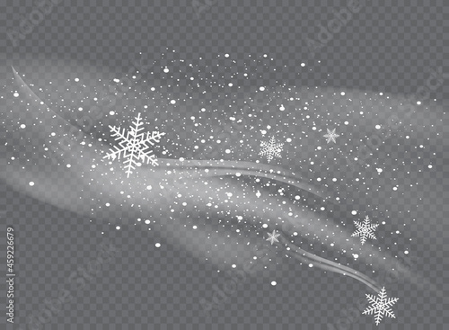 Snow and wind on a transparent background. White gradient decorative element.vector illustration. winter and snow with fog. wind and fog.