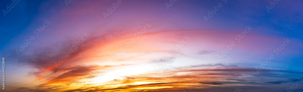 Picture panoramic sky and clouds at twilight.