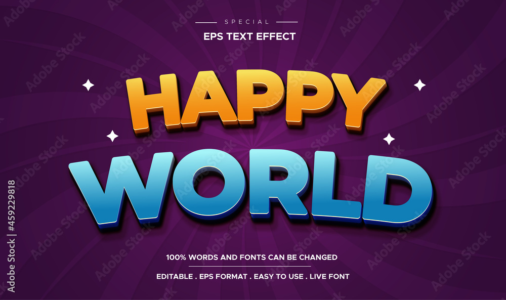 Editable text effect, happy world style