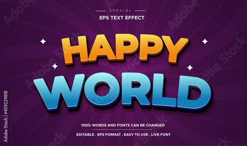 Editable text effect, happy world style