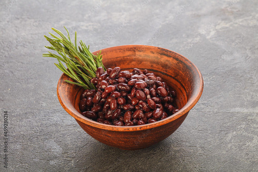 Vegan cuisine - black kidney in the bowl Vegan cuisine - black kidney in the bowl