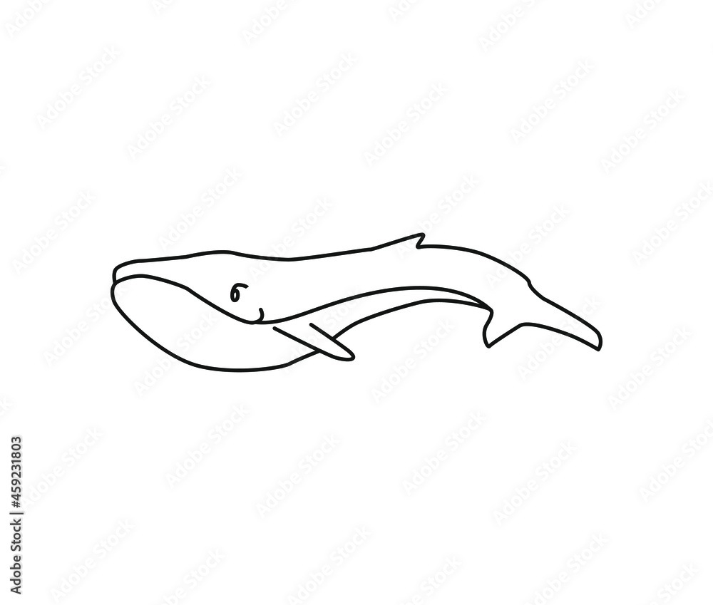 Fototapeta premium Whale sketch. Whale vector hand drawn.