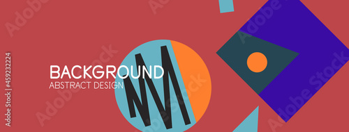 Abstract background. Blocks, lines, triangles, circles composition. Techno or business concept for wallpaper, banner, background, landing page