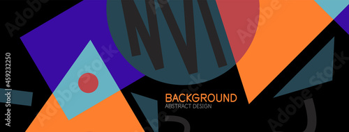 Abstract background. Blocks, lines, triangles, circles composition. Techno or business concept for wallpaper, banner, background, landing page