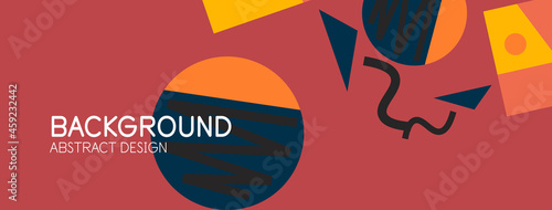 Abstract background. Blocks, lines, triangles, circles composition. Techno or business concept for wallpaper, banner, background, landing page