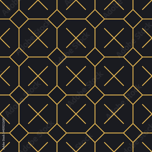 Abstract seamless geometric gold linear pattern for packaging, design of luxury products. Vector illustration for wallpaper, surface, web design, textile, décor.