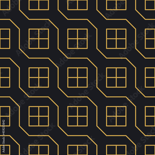 Abstract seamless geometric gold linear pattern for packaging  design of luxury products. Vector illustration for wallpaper  surface  web design  textile  d  cor.