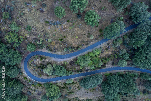 Aerial landscape with mountain road.