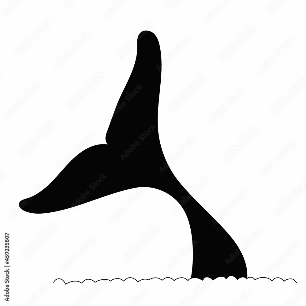 black silhouette of whale tail isolated, vector black silhouette of whale tail isolated, vector