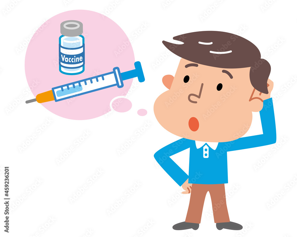 ワクチン注射を受けようか考えている若い男性のイラスト Stock Illustration Adobe Stock ワクチン注射を受けようか考えている若い男性のイラスト Stock Illustration Adobe Stock