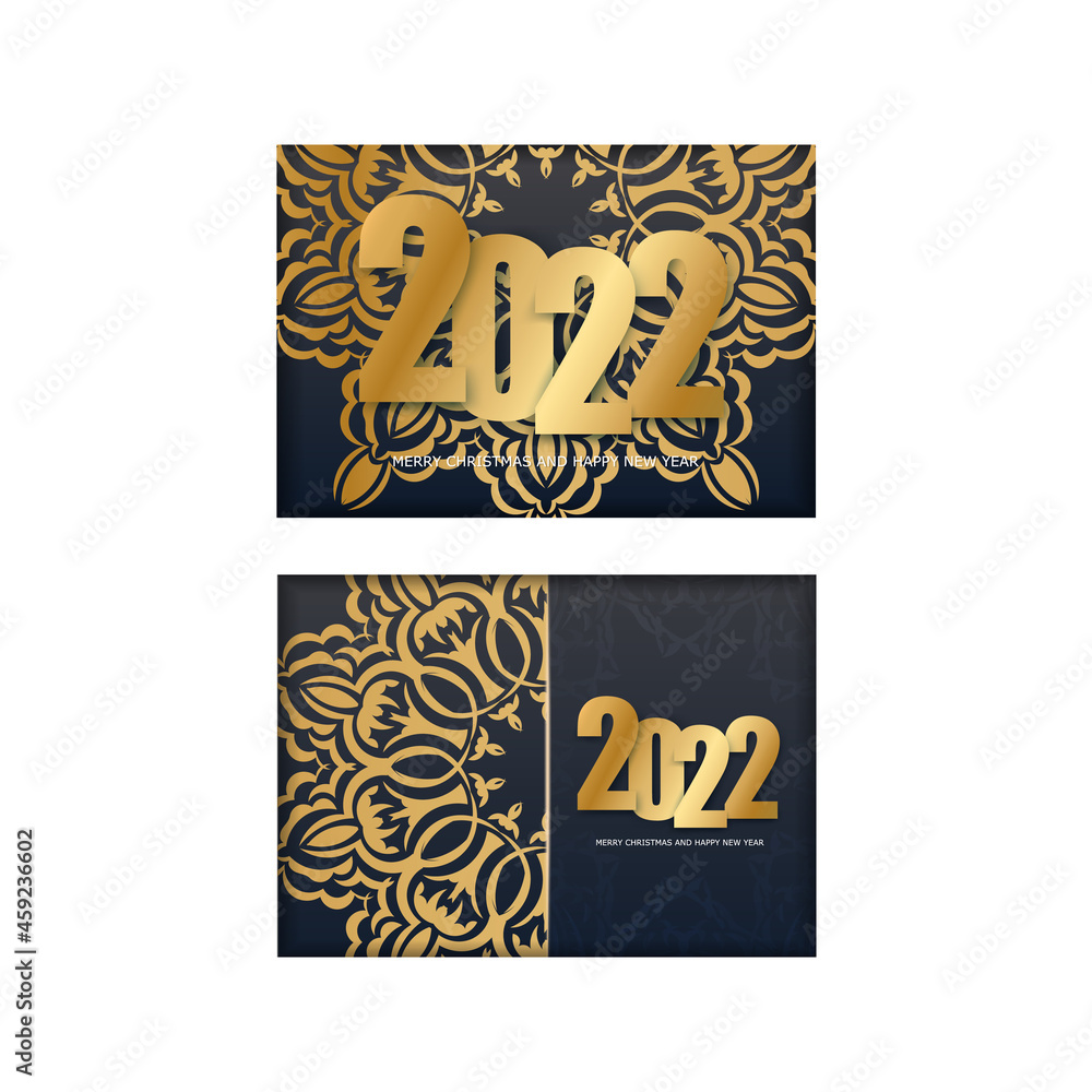 Flyer 2022 merry christmas black with luxury gold pattern Flyer 2022 merry christmas black with luxury gold pattern