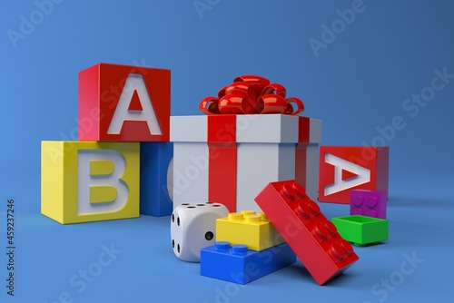 Gift box with toy blocks