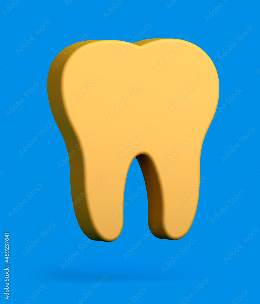 Yellow duotone teeth on blue background. 3d illustration. Yellow duotone teeth on blue background. 3d illustration.